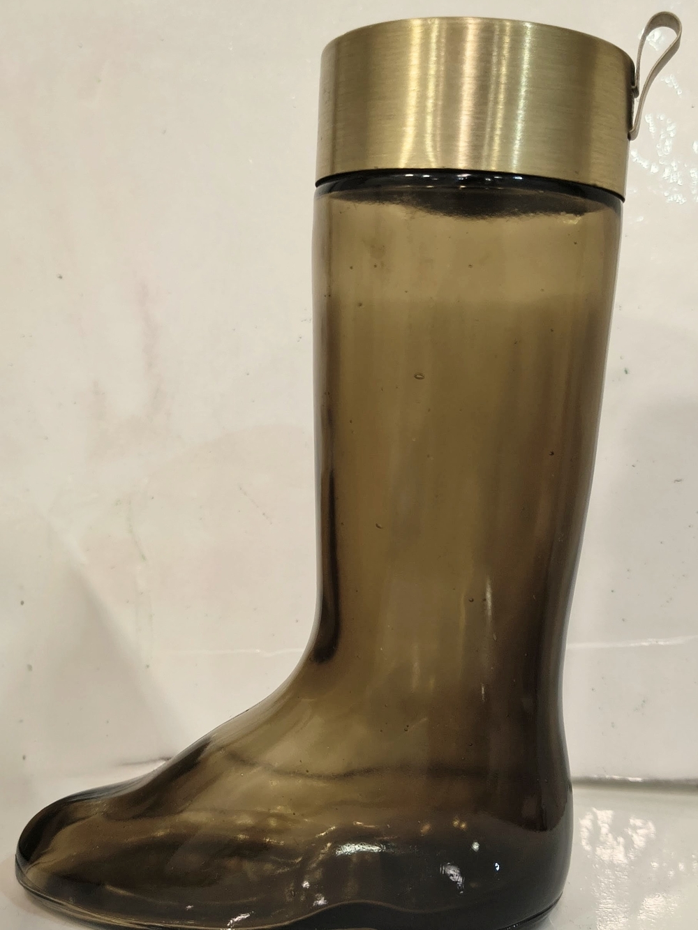 Avon Smoky Brown Glass Boot Cologne Container, Empty